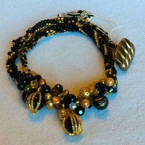 FINAL SALE PRICE Black & Gold CL Designs Embellished Necklace